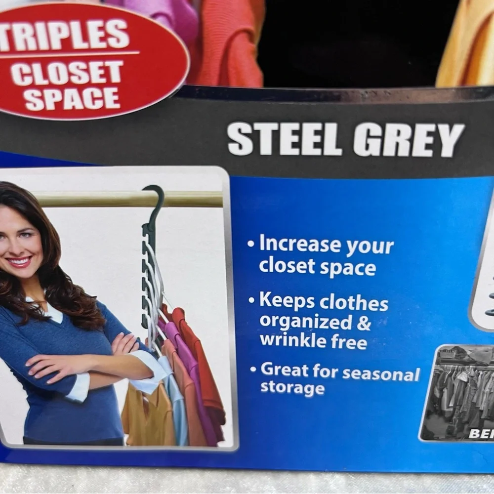 Wonder Hanger Mac New open box sealed in plastic Grey 10 Pack holds 50 garments